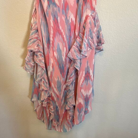 NWT Ramy Brook “Anika” ruffle chiffon maxi dress in pink and blue hues. Size 2 - Picture 10 of 14